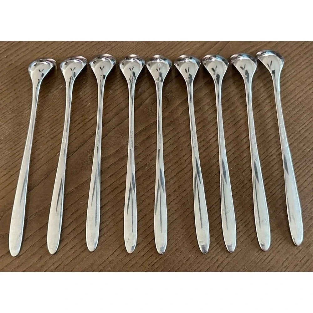 Set of 9 WMF Cromargan Germany Stainless Laurel‎ Iced Tea Spoons 8 1/2''